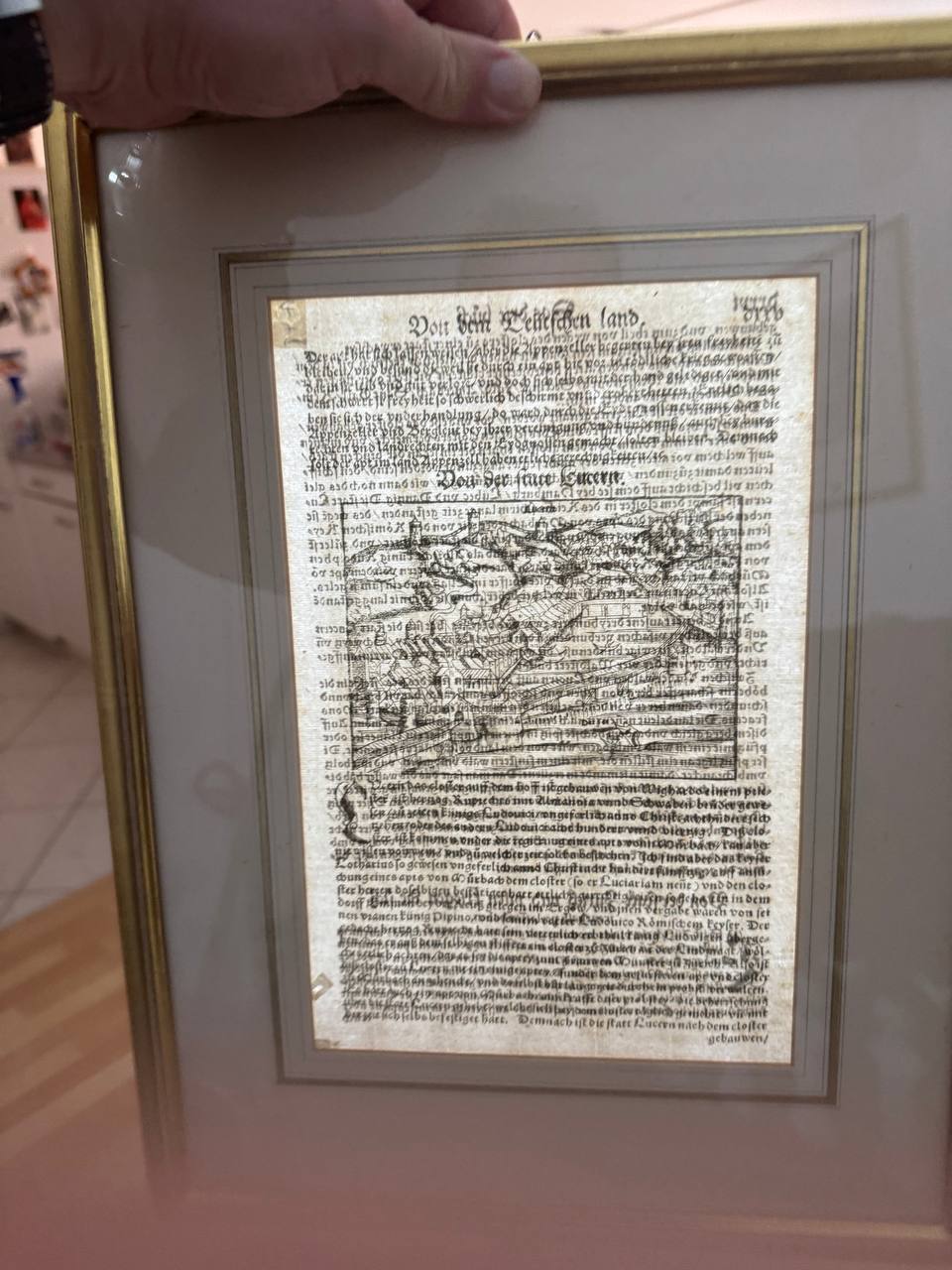 Luzern Stadtansicht – Original-Holzschnitt aus Sebastian Münsters Cosmographia, 16. Jahrhundert