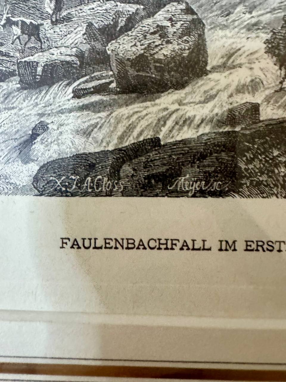 Faulenbachfall im Erstfelder Thal – Originaler Holzschnitt nach X. J. A. Closs, gestochen von Meyer — Kontext