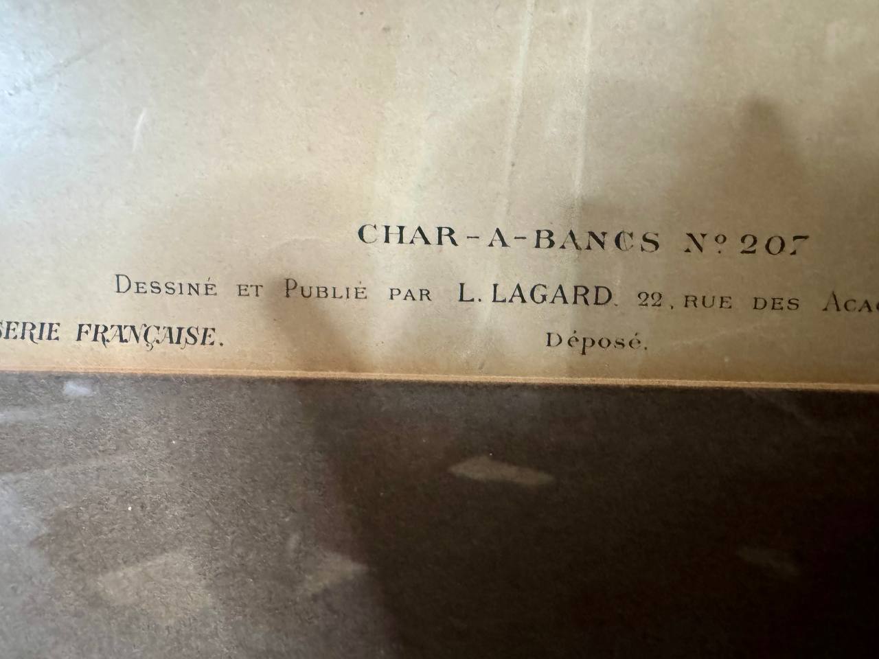 Char-à-Bancs No. 207 – Französische Kutschenentwurfszeichnung, L. Lagard Paris, um 1880–1900 — Inschrift