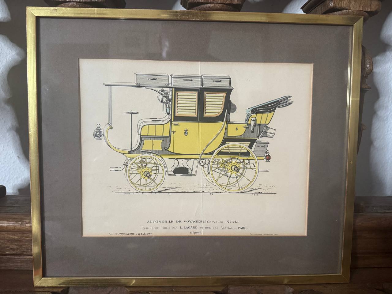 Automobile de Voyages (8 Chevaux) No. 213 – Kolorierte Lithographie aus «La Carrosserie Française», L. Lagard, Paris