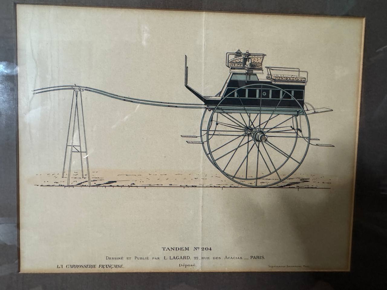 Tandem No. 204 – Französische Kutschenzeichnung aus «La Carrosserie Française», L. Lagard, Paris — Vorderseite