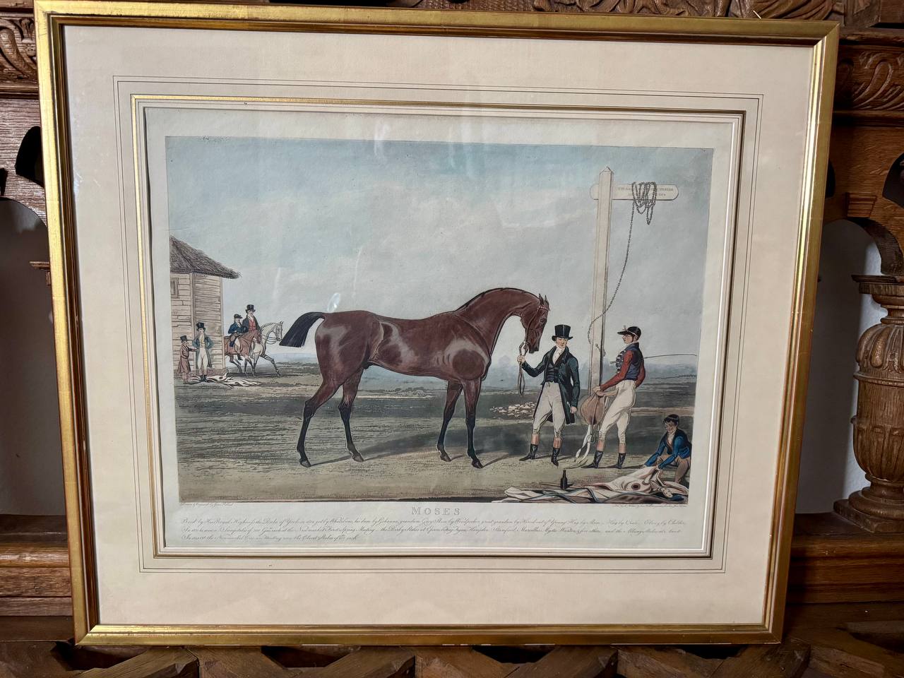 Moses – Kolorierter Aquatinta-Stich des Derby-Siegers 1822, gezeichnet und gestochen von James Pollard — Vorderseite