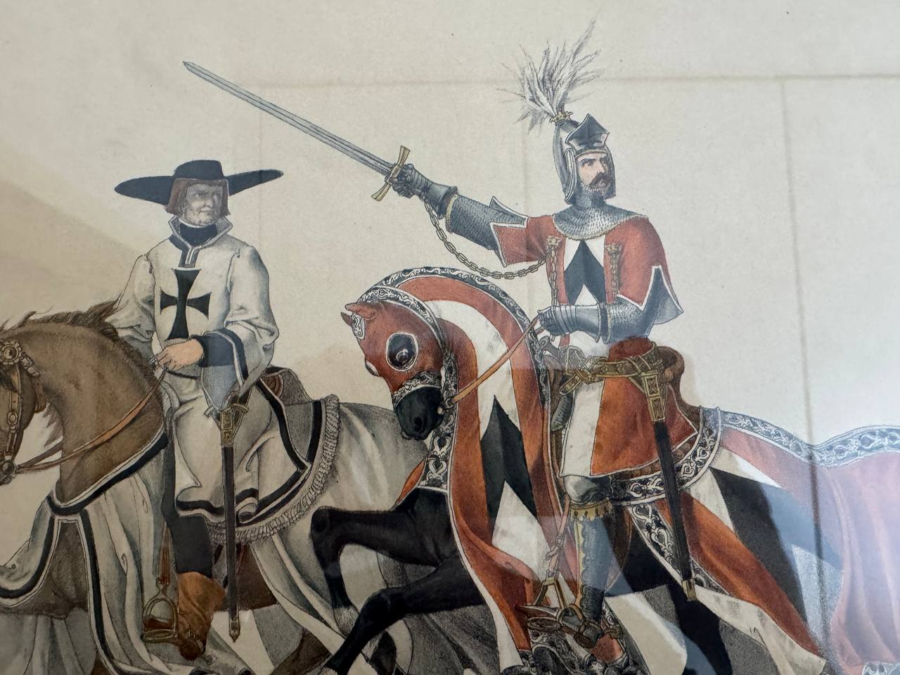 Rudolf von Erlach und Baselwind – Schweizer Ritter zu Pferde, kolorierte Lithographie — unknown
