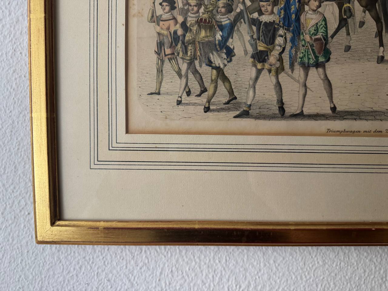 ブルゴーニュ公シャルルのテントを伴う凱旋行列 – 手彩色鋼版画、19世紀 — Rahmen