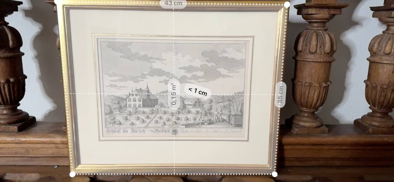 Utickon – Schloss im Zürich Gebiet, Kupferstich von David Herrliberger nach J.C. Nözli, um 1750 — Kontext