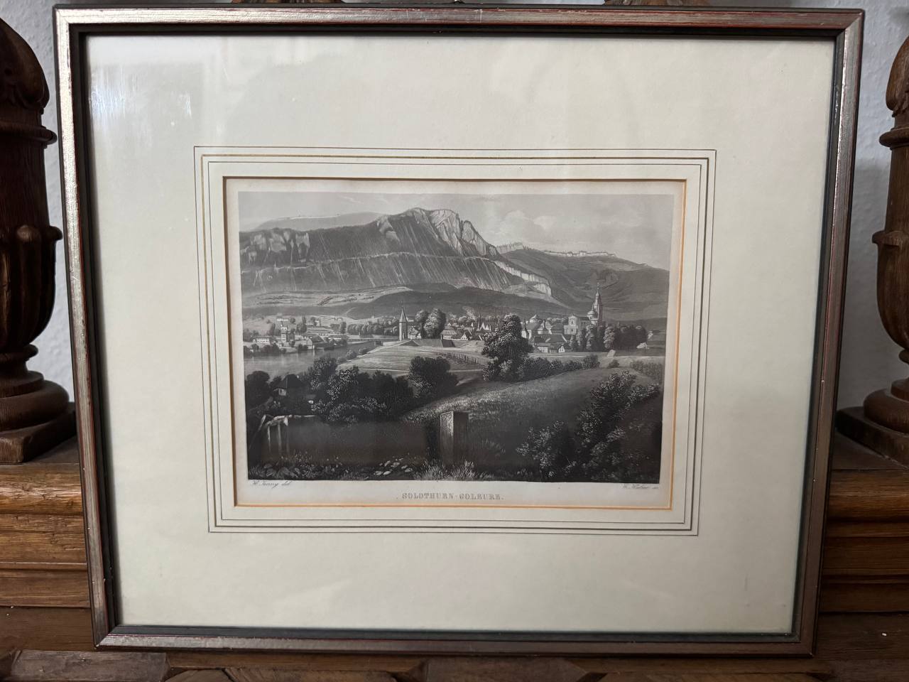 Solothurn / Soleure – Panoramic Steel Engraving with Weissenstein Cliffs, 19th Century — Vorderseite