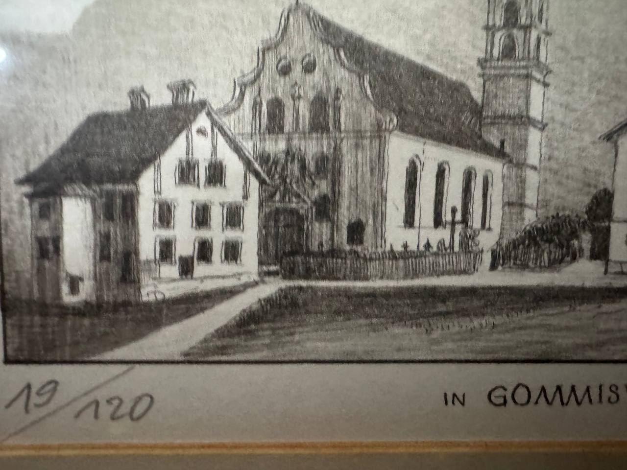 In Gommiswald um 1890 – Signierte Lithografie von Paul Wyss, Nr. 19/120 — Inschrift
