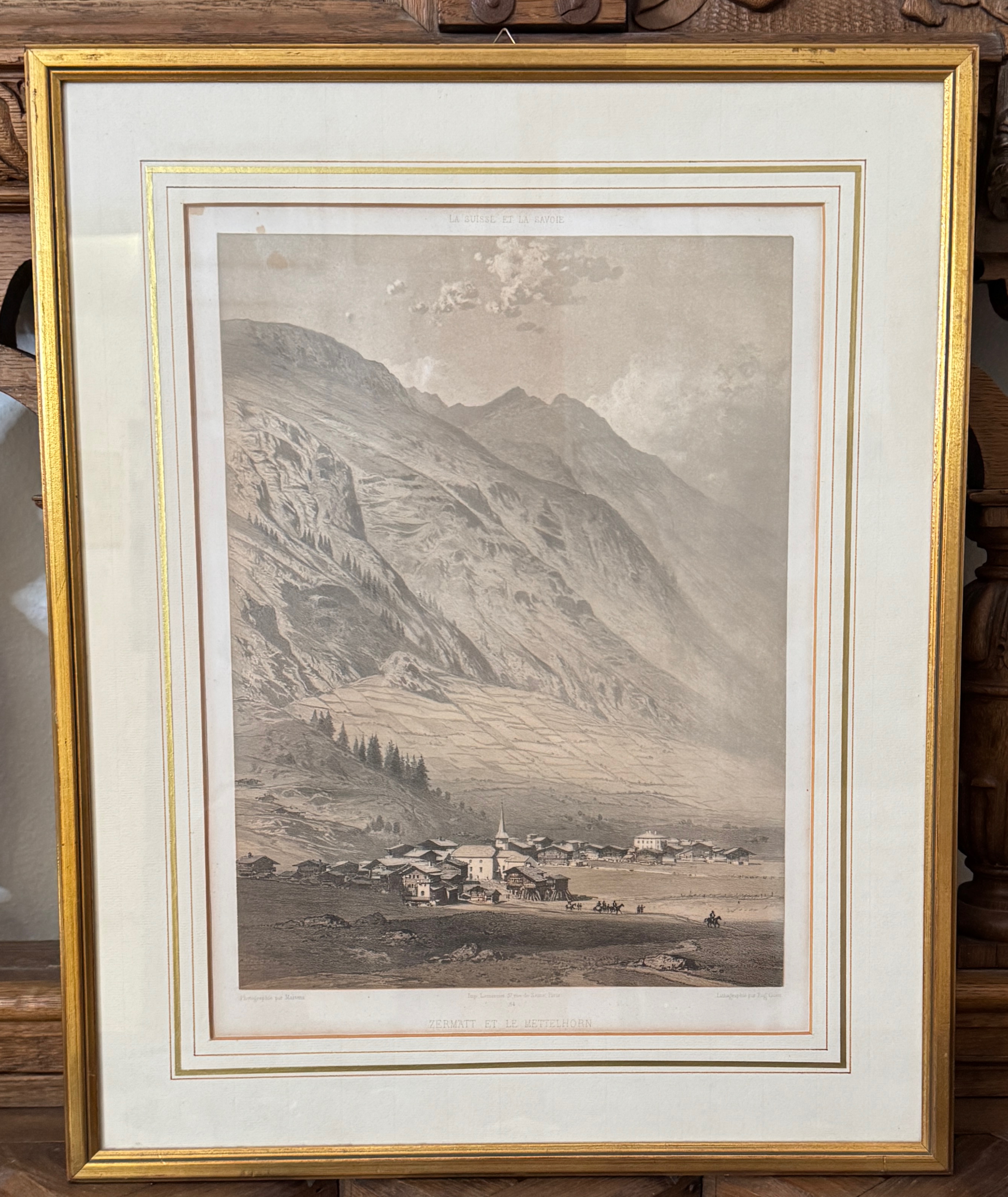 Zermatt et le Mettelhorn – Lithographie nach Photographie von Martens, aus der Serie «La Suisse et la Savoie» — Vorderseite