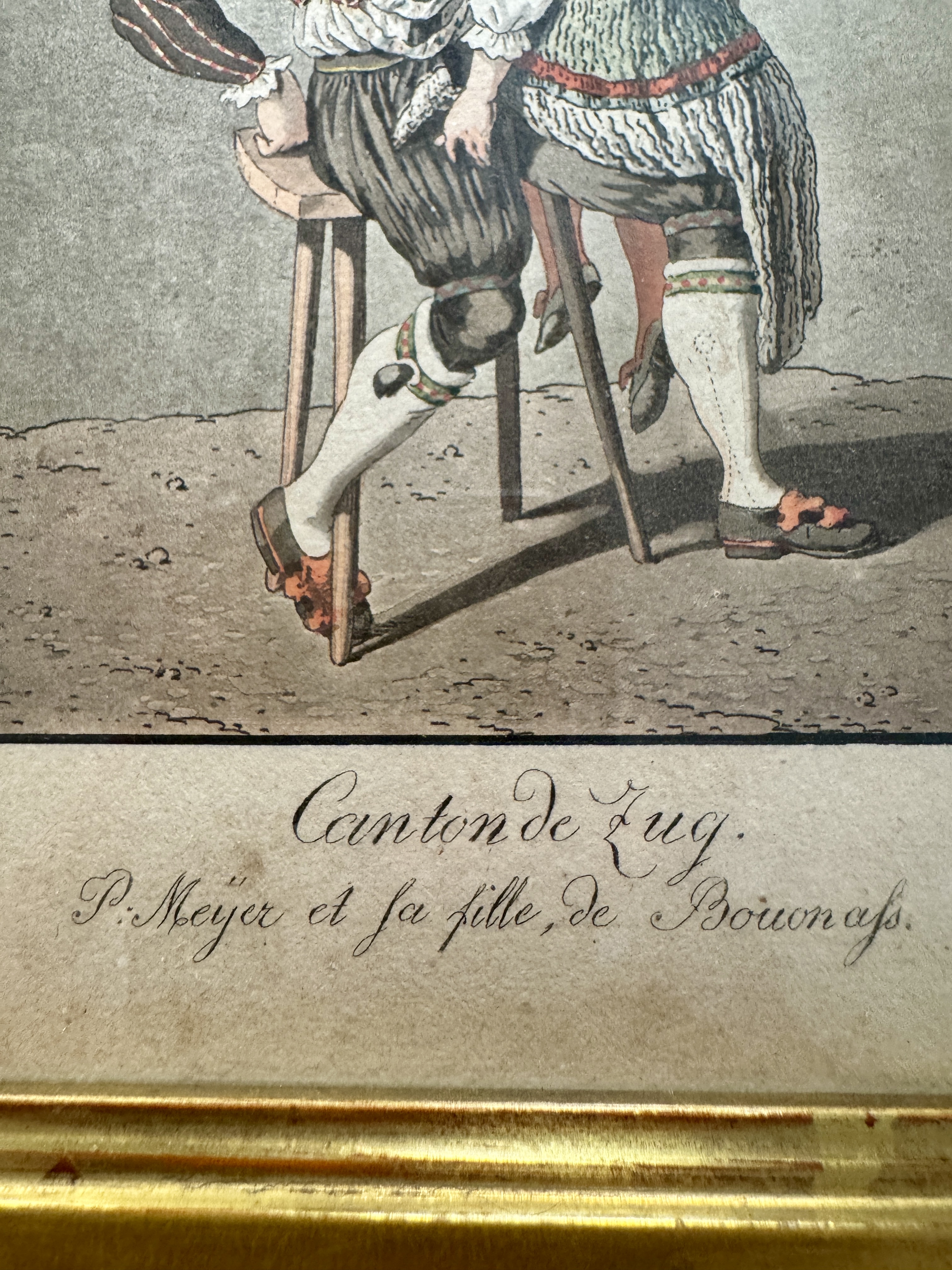Canton of Zug – P. Meyer and his Daughter from Buonas (Zug Folk Costume Couple) — Inschrift