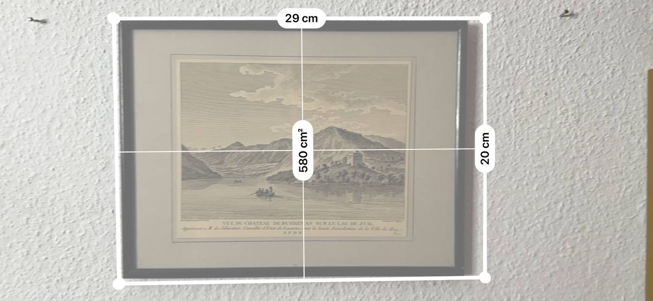ツーク湖畔のブオナス城の眺め — クロード・ニケによる手彩色銅版画です — Kontext