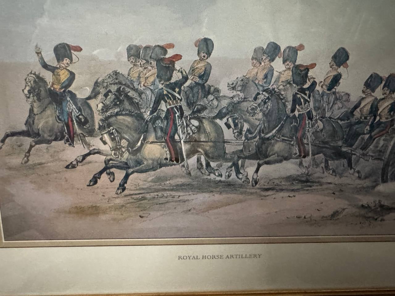 Royal Horse Artillery – Kolorierter Druck, britische Kavallerie-Artillerie im Galopp — Vorderseite