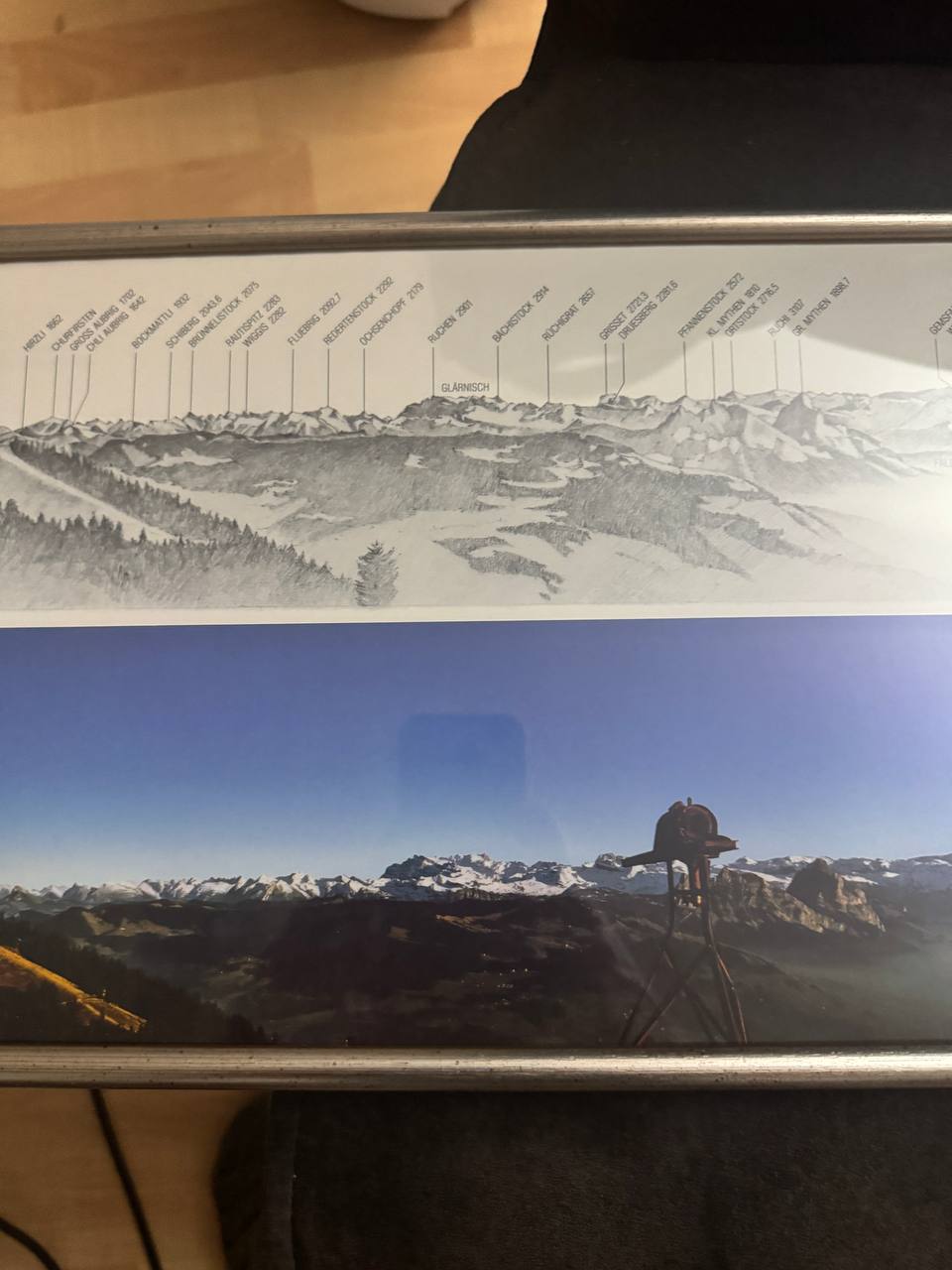 Mountain Panorama of the Zug Massif – Drawn Peak Map and Photography, 1984 — Vorderseite