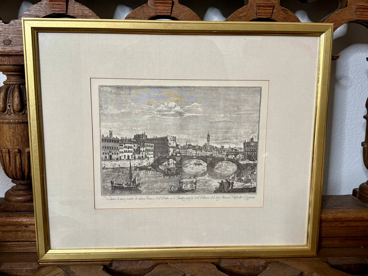 View of the Lungarno with the Santa Trinita Bridge in Florence – after Giuseppe Zocchi — Vorderseite