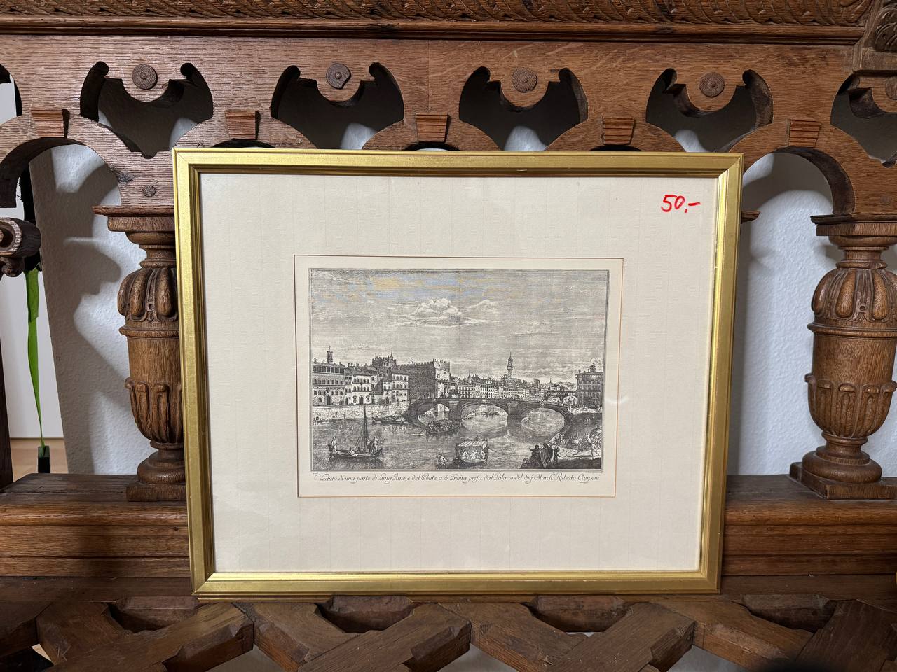 View of the Lungarno with the Santa Trinita Bridge in Florence – after Giuseppe Zocchi — Vorderseite