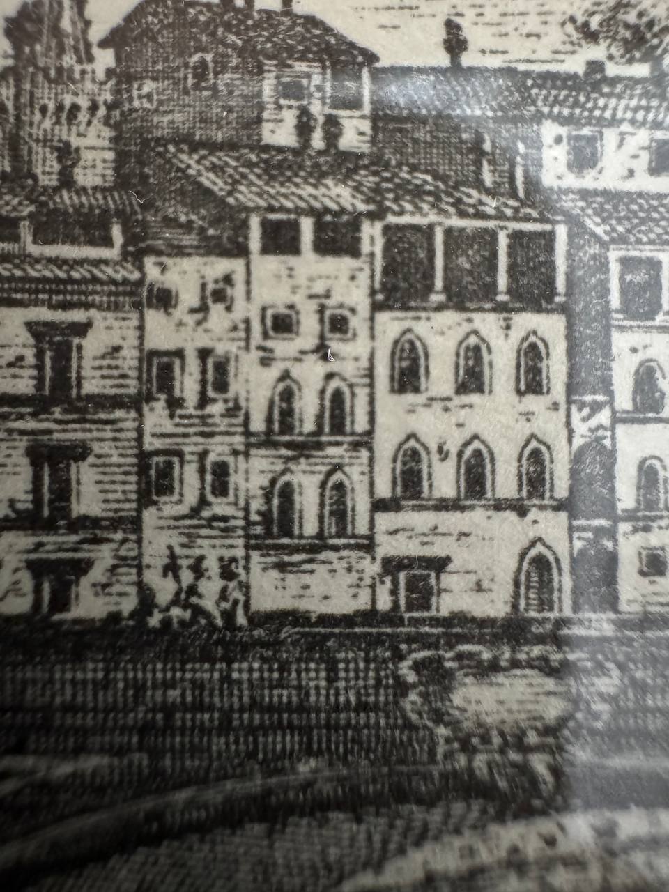View of the Lungarno with the Santa Trinita Bridge in Florence – after Giuseppe Zocchi — Inschrift