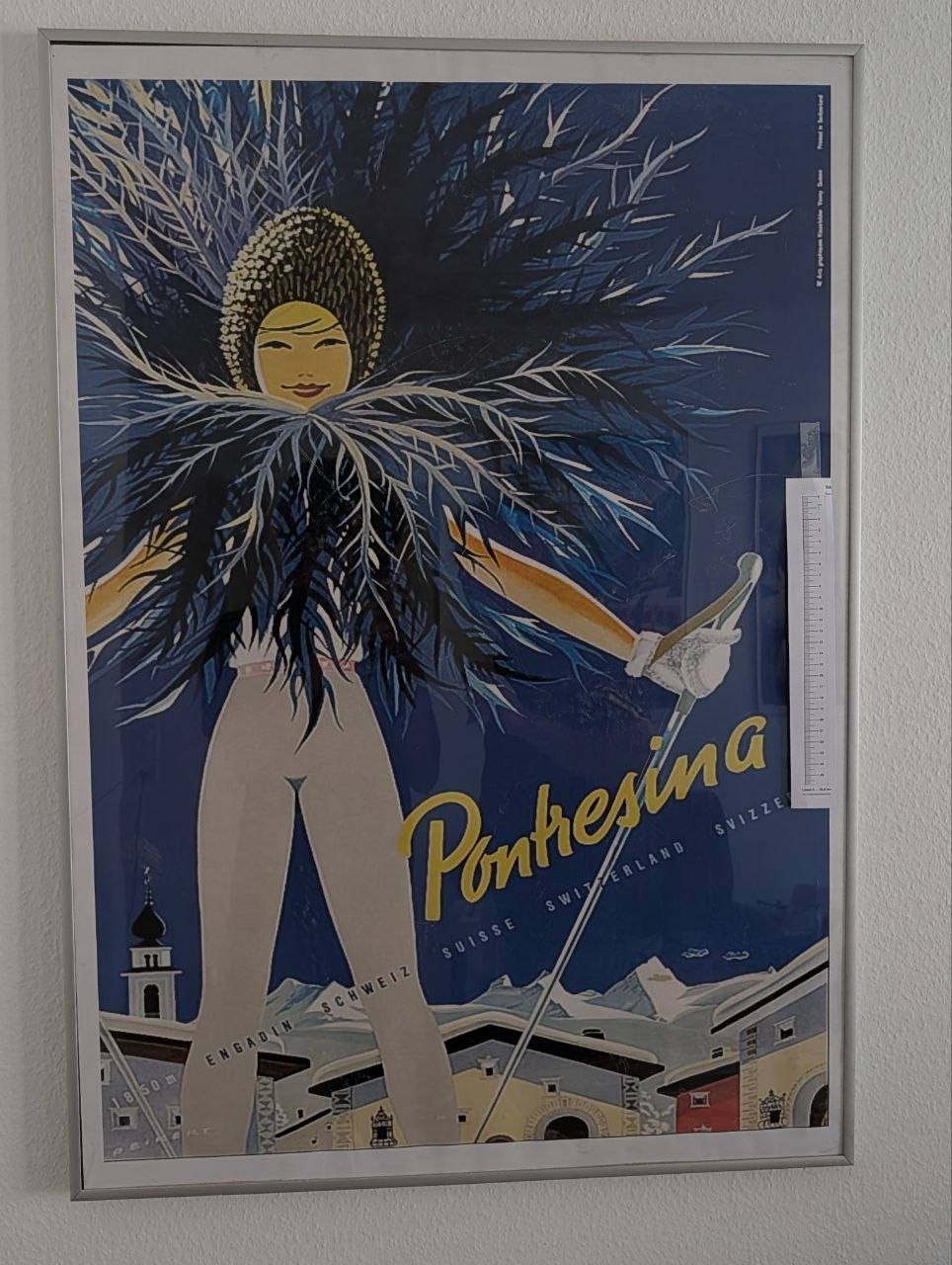 Pontesina – Engadin, Schweiz. Original Ski-Tourismusplakat — Vorderseite