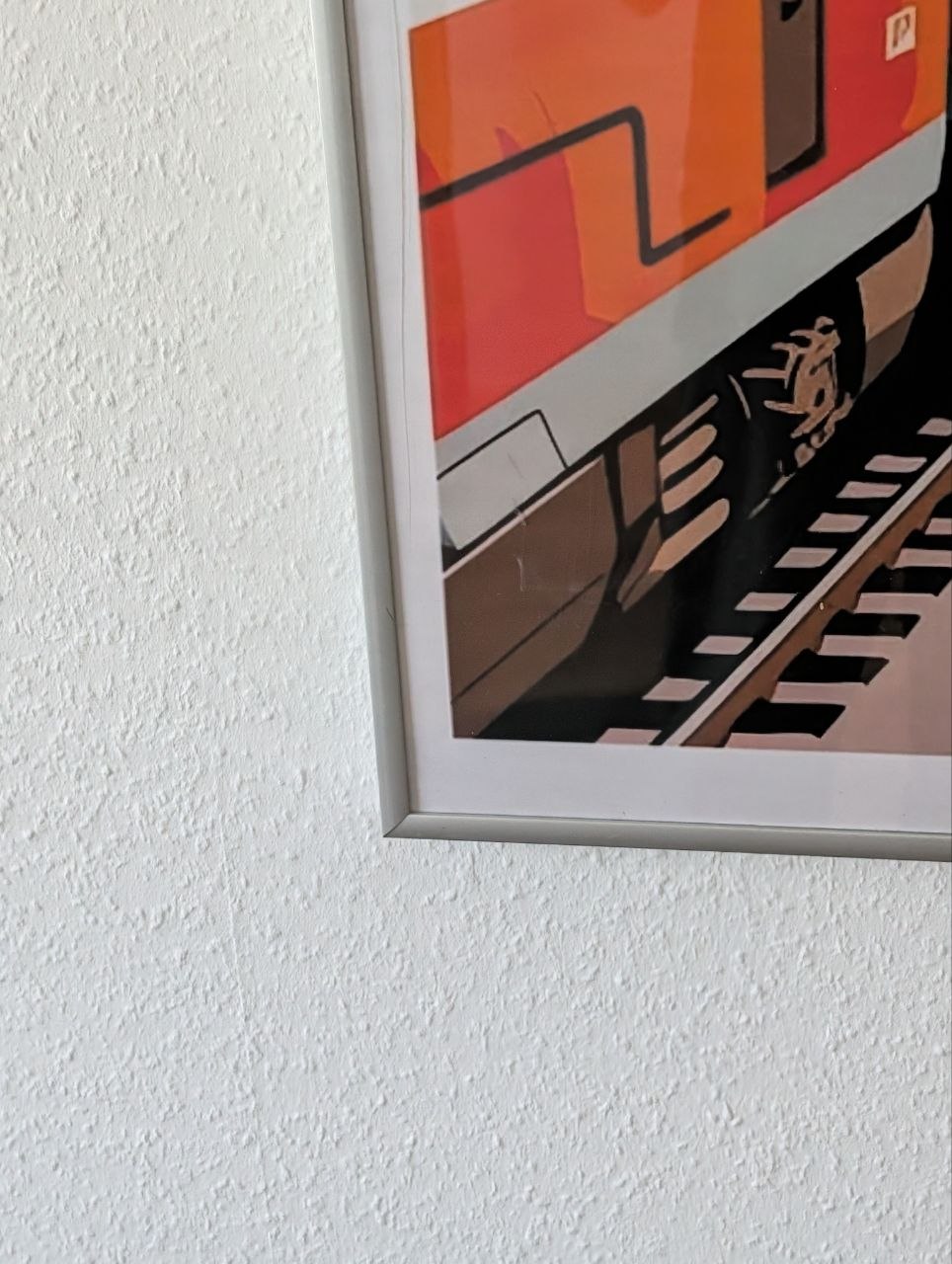 Modernes Reiseplakat «INTERLAKEN – Switzerland» mit Zug und Jungfrau-Panorama — Rahmen