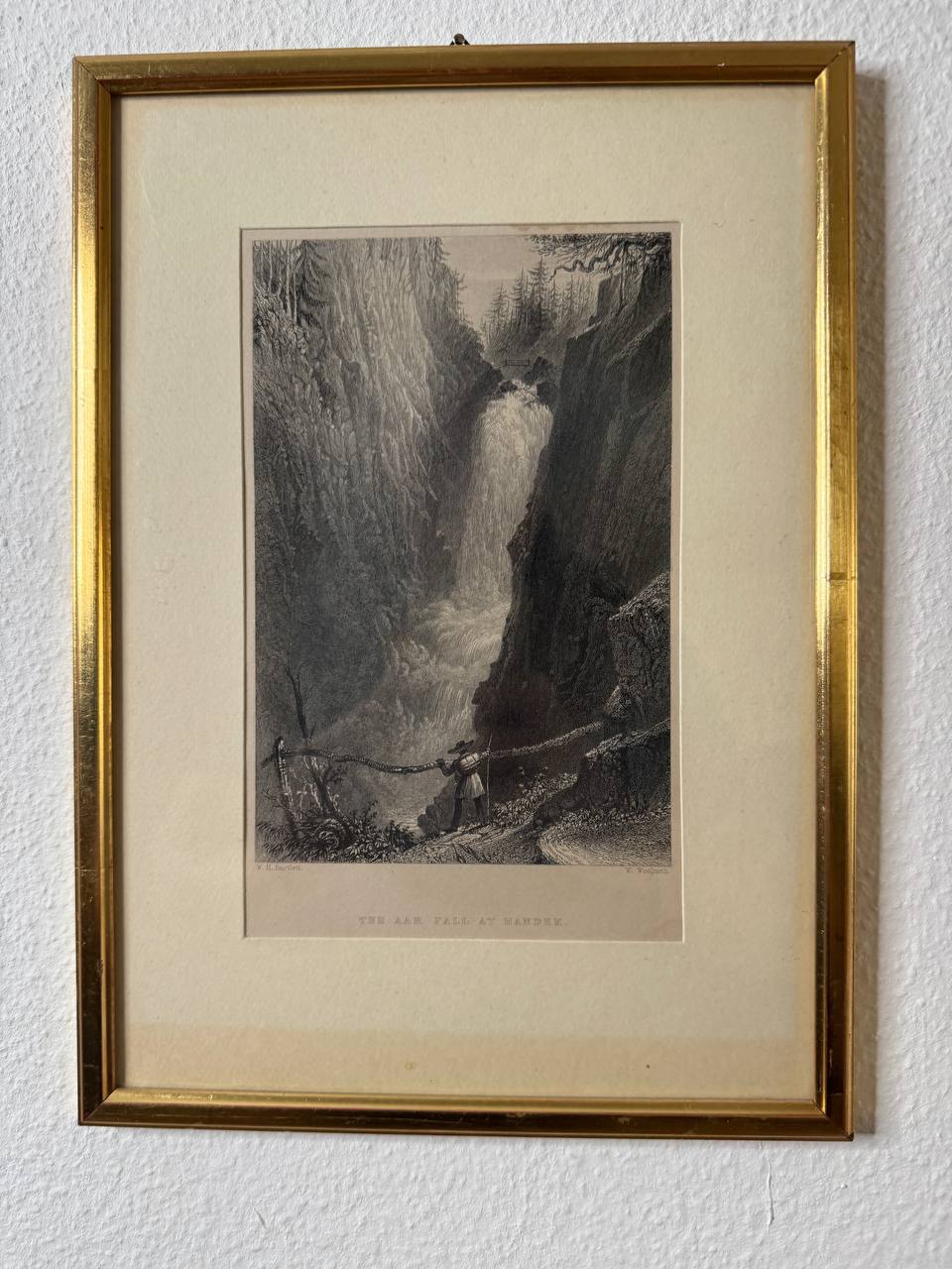 Der Aarefall bei Handeck – Stahlstich nach W. H. Bartlett — Vorderseite