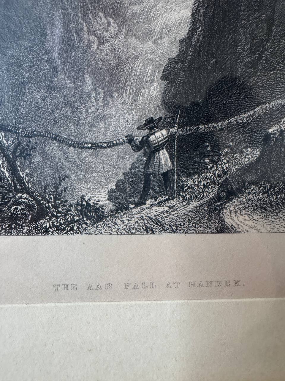 Der Aarefall bei Handeck – Stahlstich nach W. H. Bartlett — Inschrift