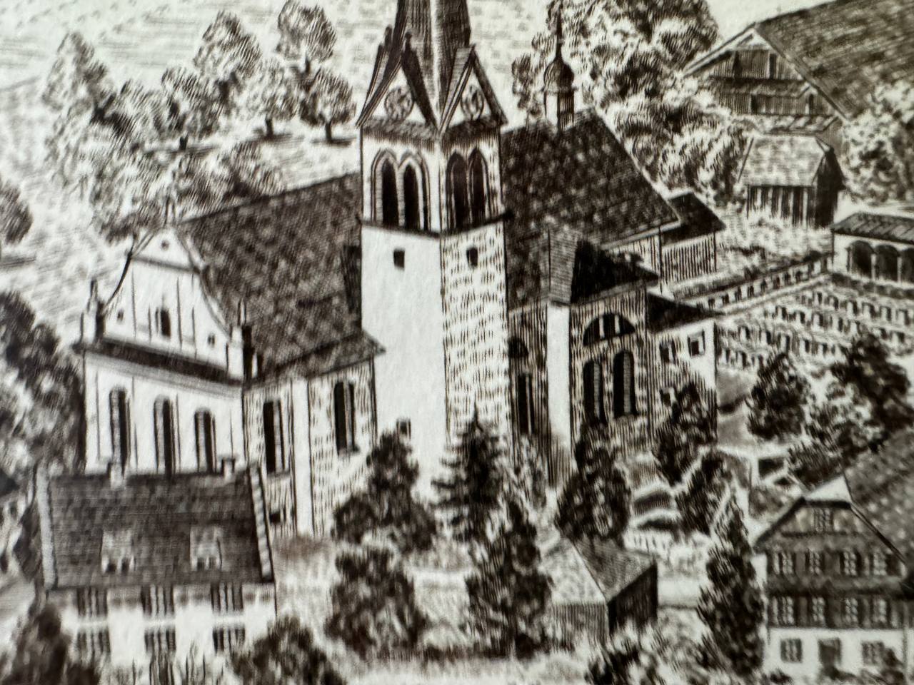 Hochdorf – Original-Radierung der Pfarrkirche St. Martin, handsigniert von Bader, nummeriert 12/200 — Kontext