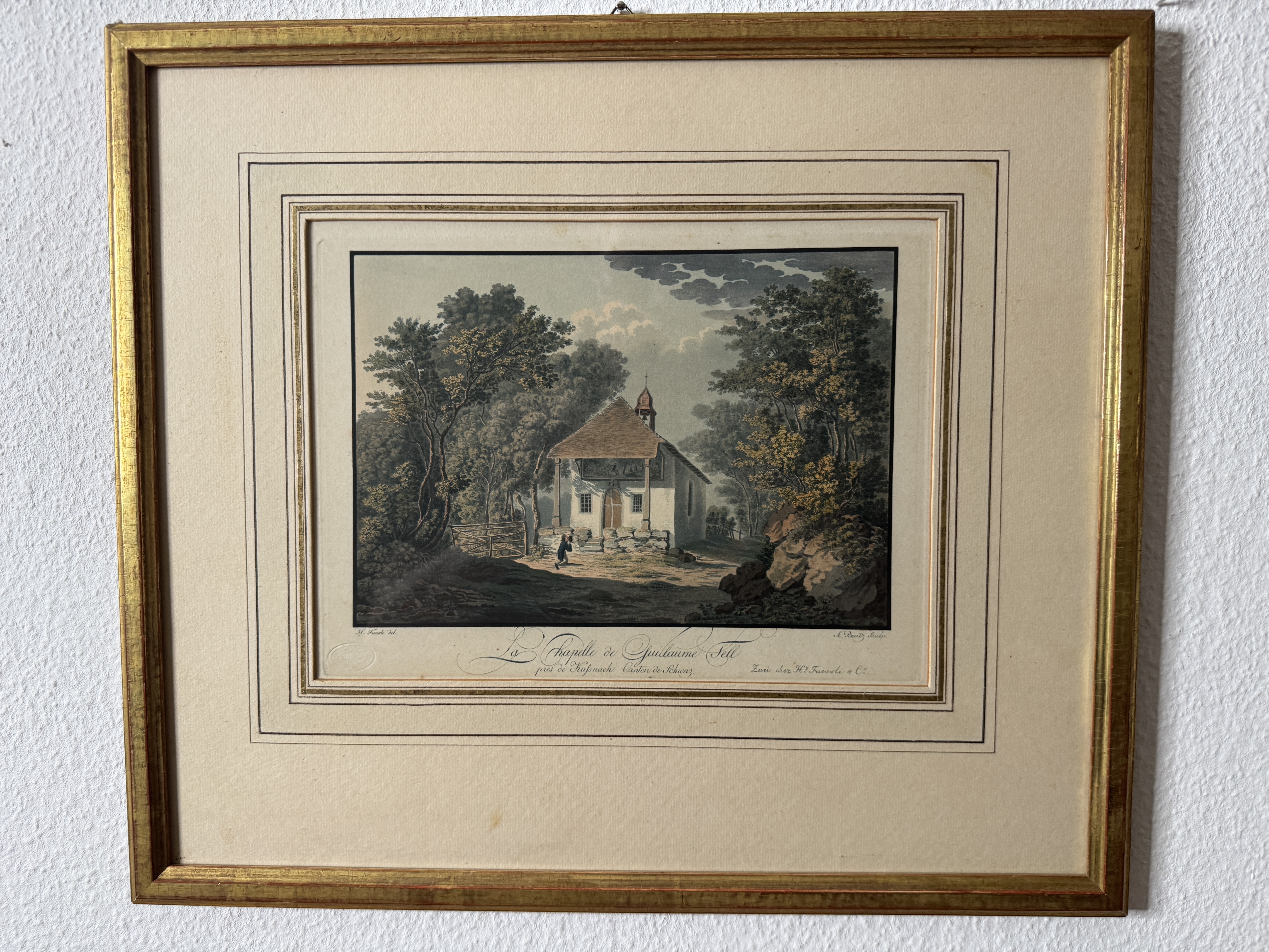 The Chapel of William Tell near Küssnacht, Canton of Schwyz — Hand-Colored Copper Engraving — Vorderseite