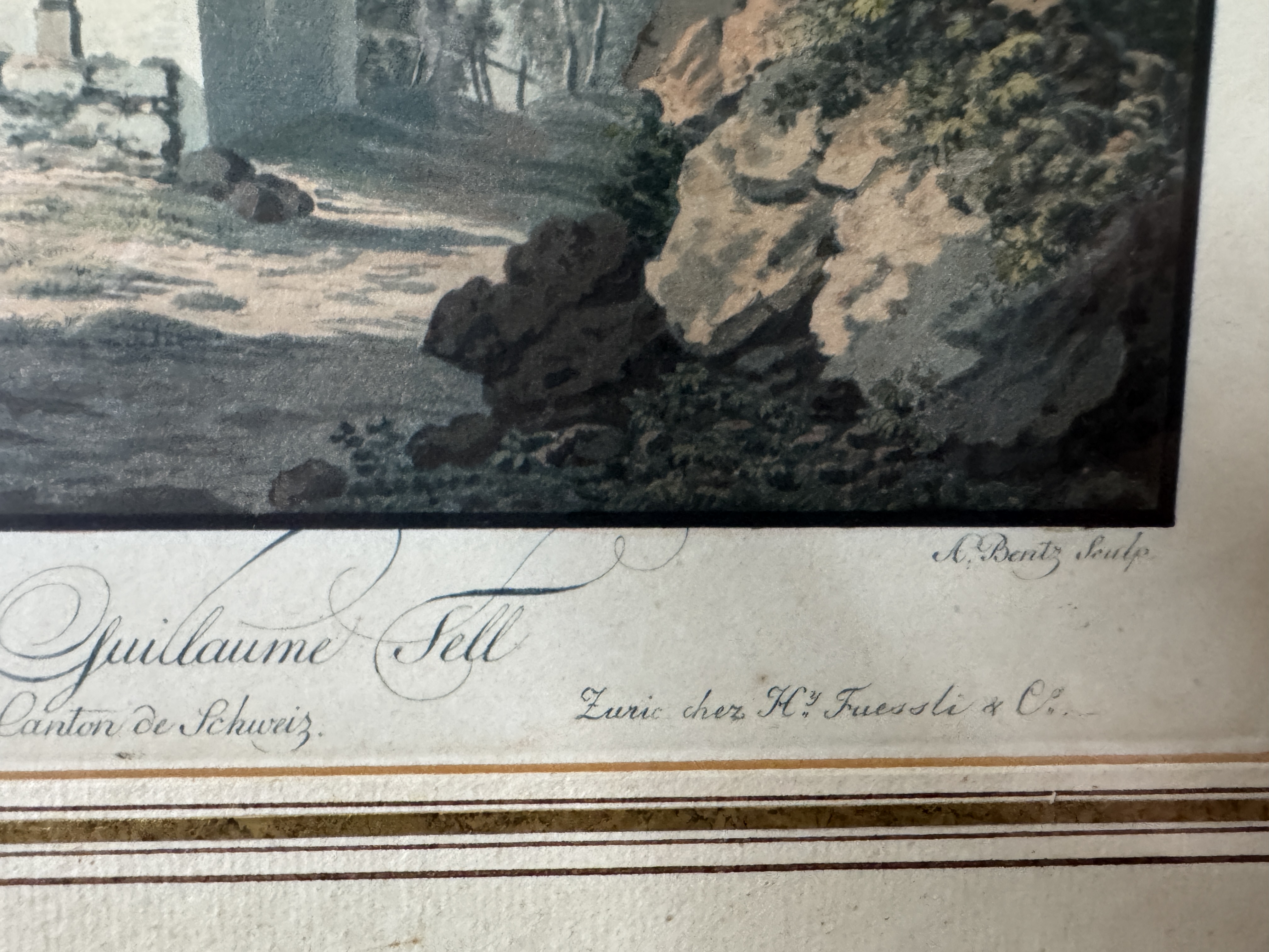 The Chapel of William Tell near Küssnacht, Canton of Schwyz — Hand-Colored Copper Engraving — Kontext