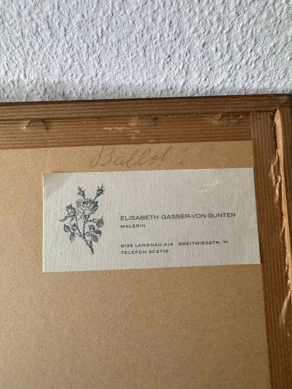 薔薇の花「バレエ」— エリザベート・ガッサー＝フォン・グンテンによるオリジナル水彩画です — Rückseite