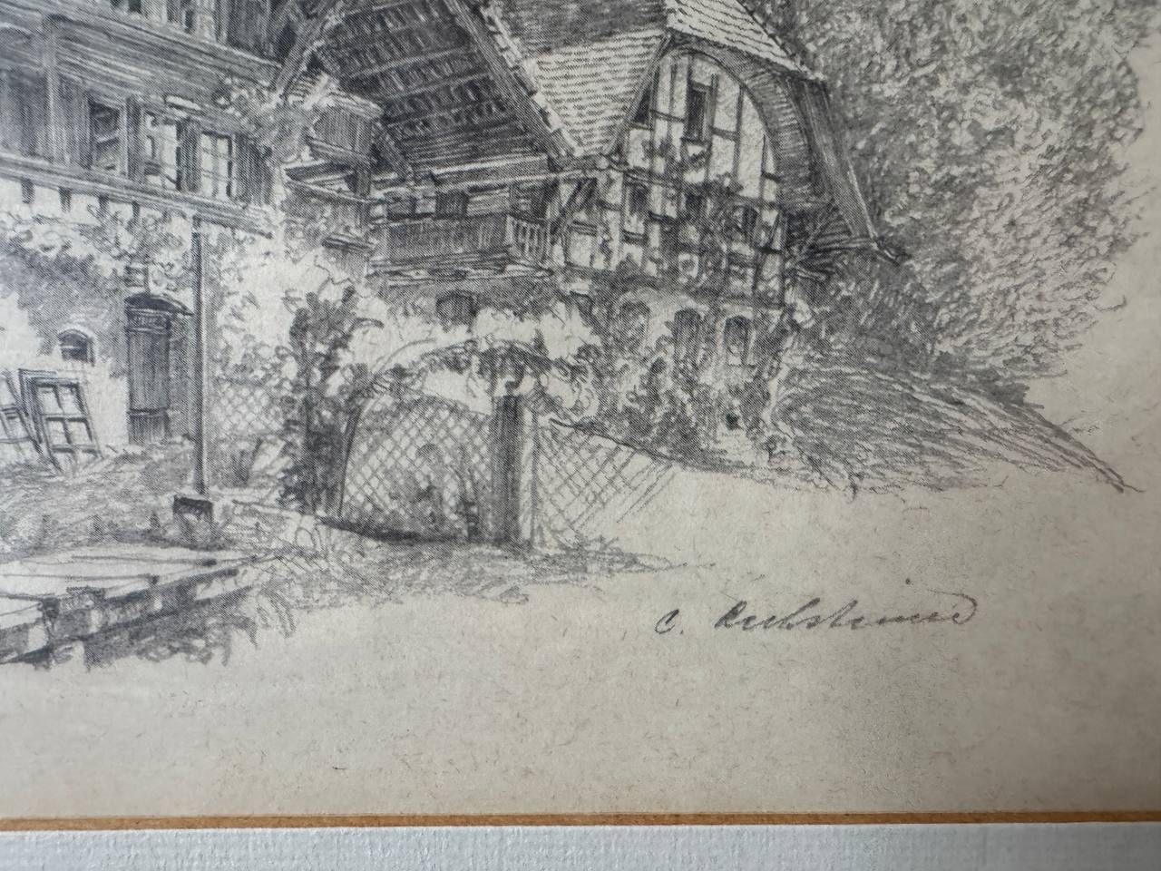 Birlihof, Melchnau – Bernese Farmhouse, Pencil Drawing 1962 — Signatur