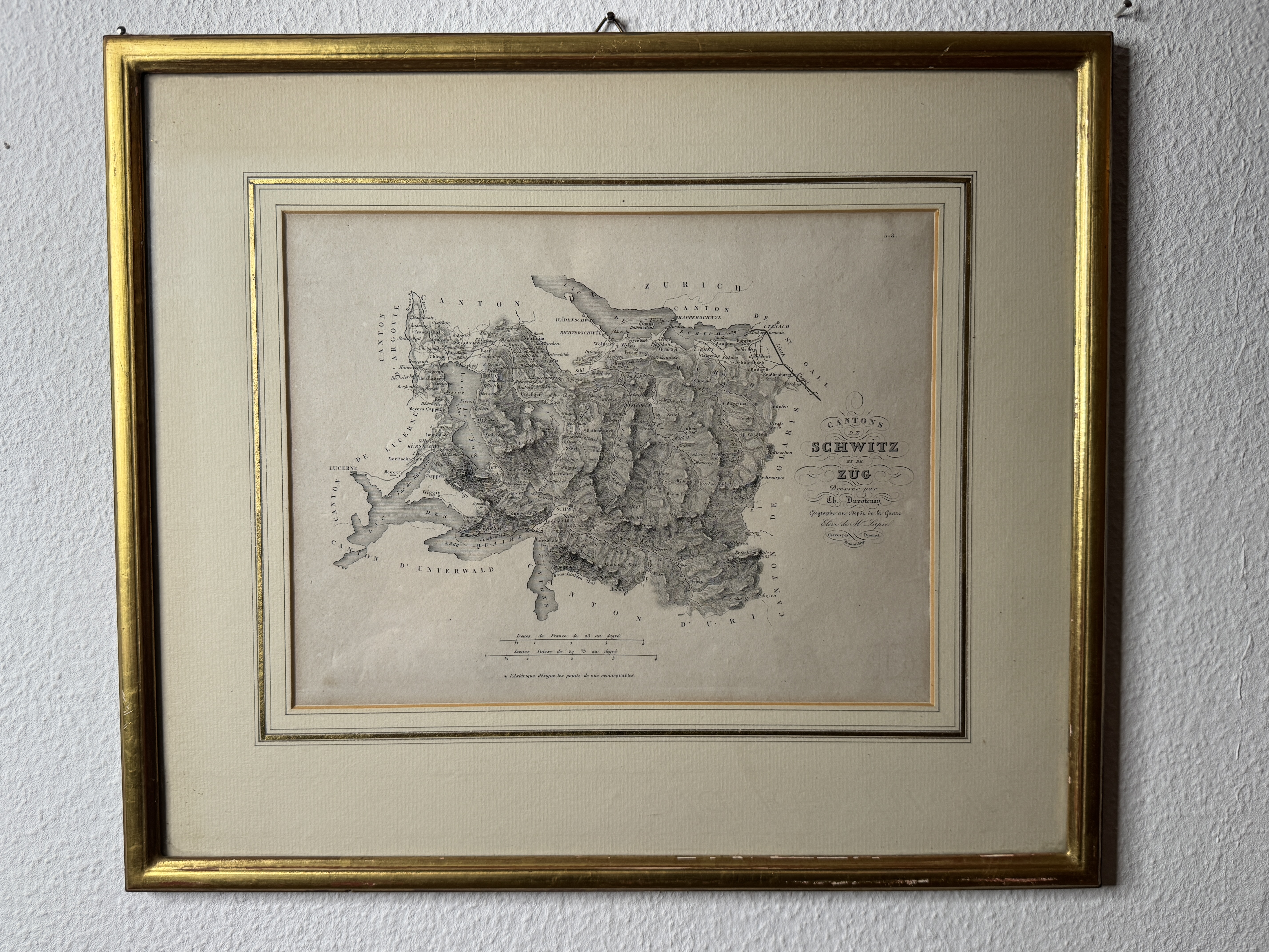 Cantons de Schwitz et de Zug – Kupferstichkarte von Th. Duvotenay, ca. 1840