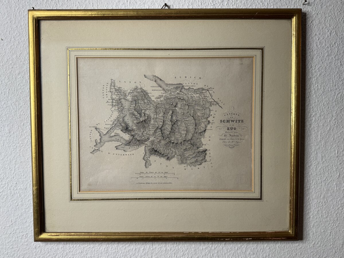 Cantons de Schwitz et de Zug – Copper Engraving Map by Th. Duvotenay, c. 1840 — Vorderseite
