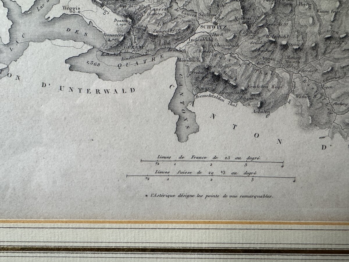 Cantons de Schwitz et de Zug – Copper Engraving Map by Th. Duvotenay, c. 1840 — Inschrift