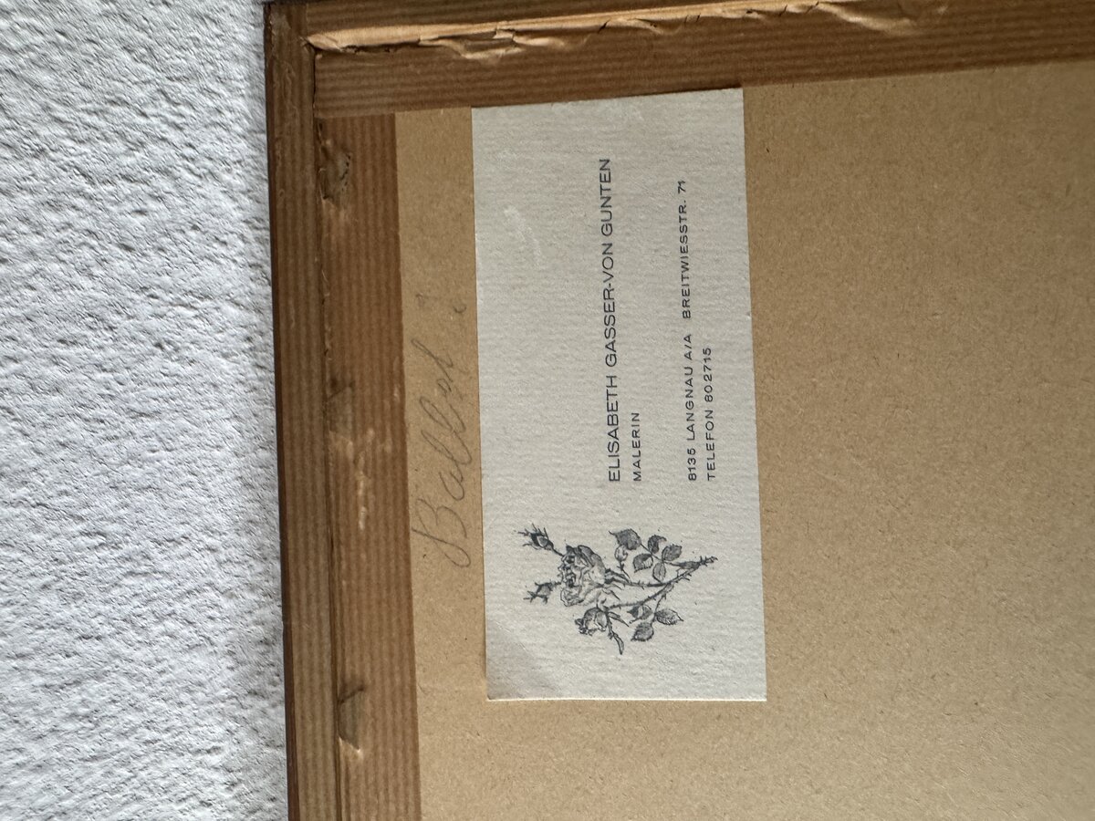 Rosa Rose — Botanisches Aquarell von Elisabeth Gasser-von Gunten — Rückseite