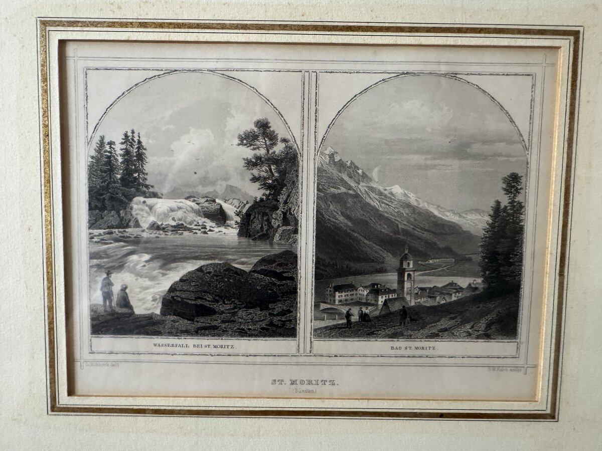 St. Moritz (Grisons) — Waterfall near St. Moritz & Bad St. Moritz, Double View after Ludwig Rohbock — Vorderseite