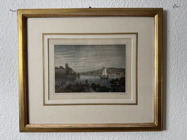Zürich von der Enge – Kolorierter Stahlstich nach Rohbock