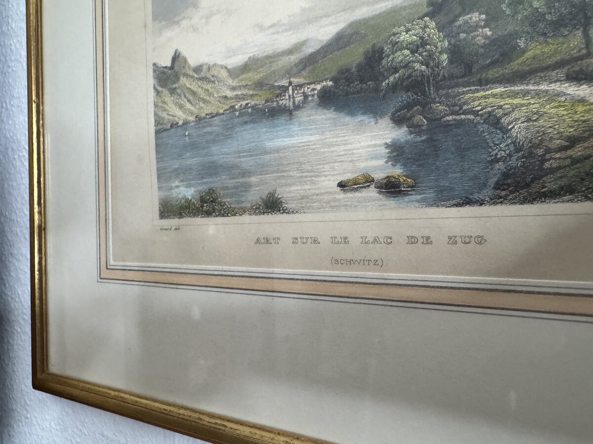 Arth on Lake Zug (Canton Schwyz) – Hand-Coloured Steel Engraving, 19th Century — Inschrift