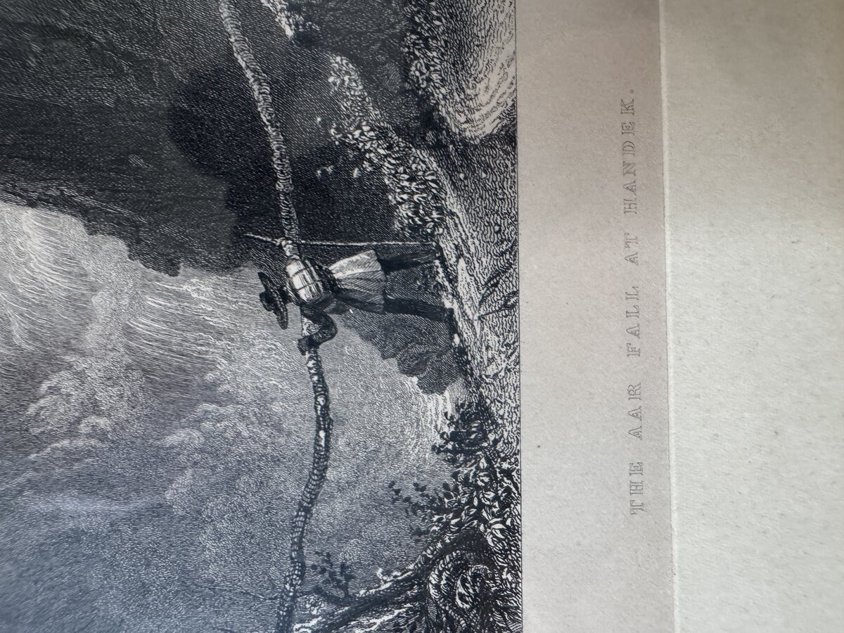 Der Aarefall bei Handeck – Stahlstich nach William Henry Bartlett — Inschrift