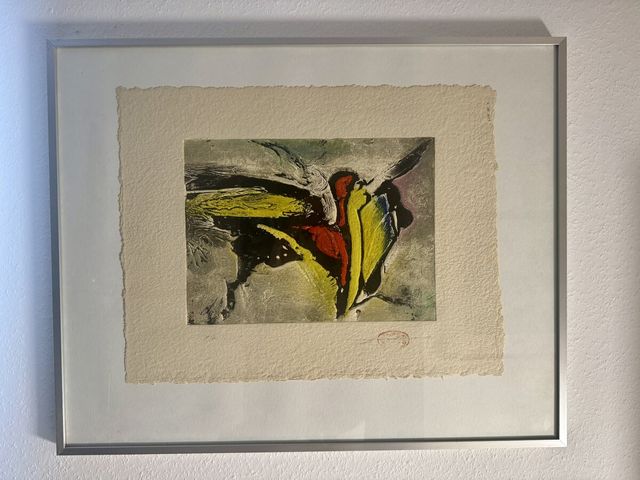 Abstrakte Komposition, Farbcollographie signiert & nummeriert 9/60
