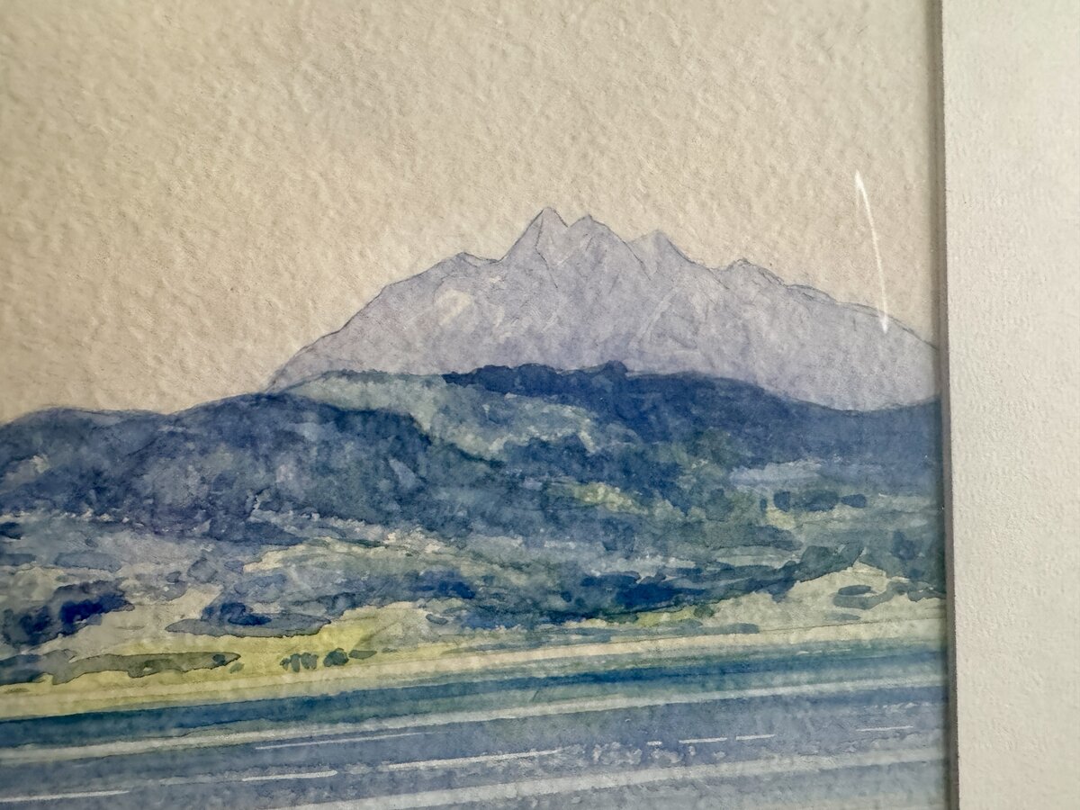 Watercolour 'Lake Zug with a View of Mount Pilatus' by H. Hartlieb — Inschrift