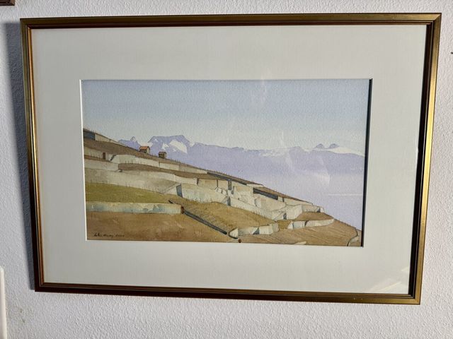 Lavaux Weinbergterrassen – Original-Aquarell, M. Tenthorey 2000