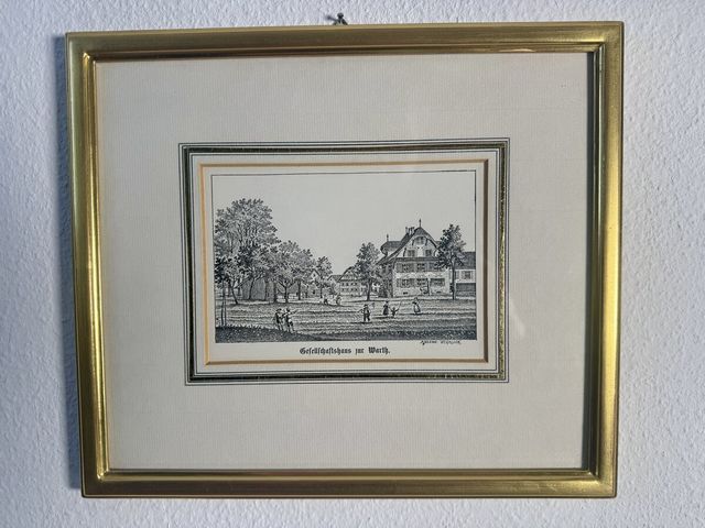 Gesellschaftshaus zur Warth, Hänenberg – Lithographie A. Kleine um 1880