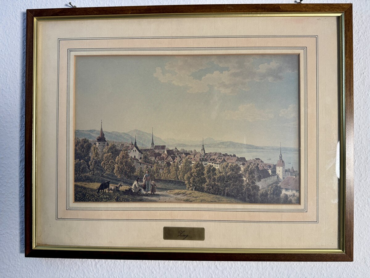 Zug – Coloured View of the Old Town on Lake Zug with the Zurlauben Quarter, Limited Reproduction ALTARIPA No. 11/400 — Vorderseite