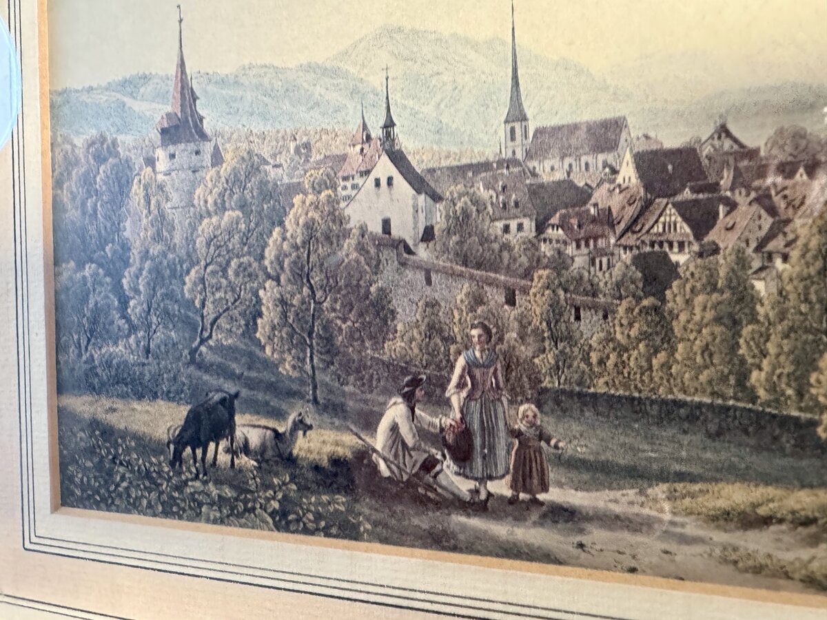 Zug – Coloured View of the Old Town on Lake Zug with the Zurlauben Quarter, Limited Reproduction ALTARIPA No. 11/400 — Kontext