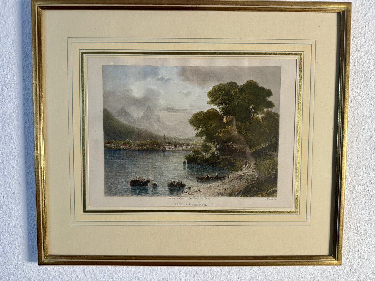 Arth am Zugersee – Kolorierter Stahlstich, Kanton Schwyz, Verlag Chr. Krusi Basel — Vorderseite