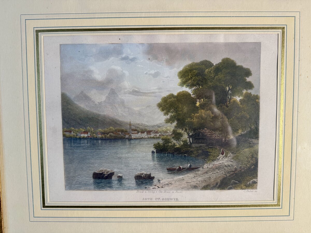 Arth am Zugersee – Kolorierter Stahlstich, Kanton Schwyz, Verlag Chr. Krusi Basel — Vorderseite
