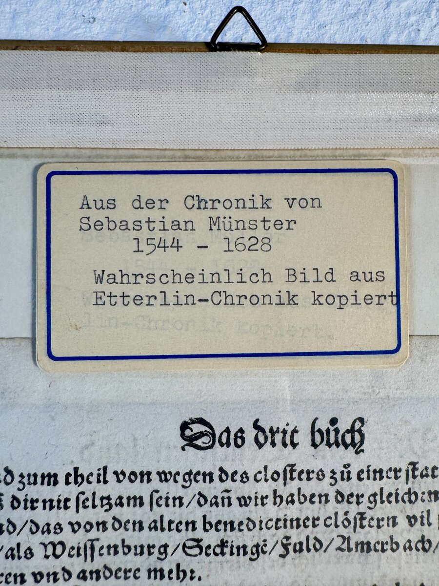 Sebastian Münster – Stadtansicht von Luzern aus der Cosmographia, Originalholzschnitt 16. Jh. — sticker