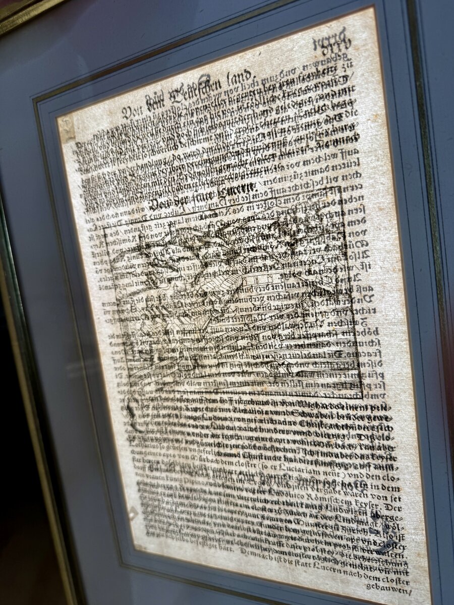 Sebastian Münster – Stadtansicht von Luzern aus der Cosmographia, Originalholzschnitt 16. Jh. — Kontext