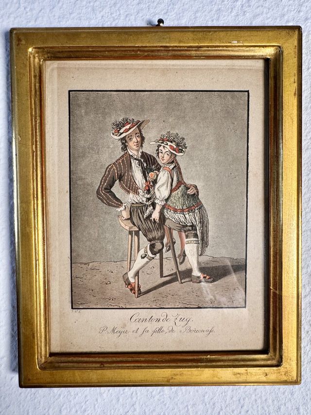 Canton de Zug – Meyer & Tochter aus Baar, kolorierter Trachtenstich um 1800