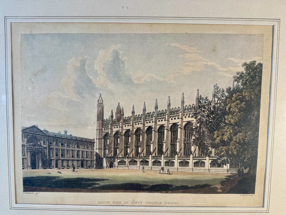 South Side of King's College Chapel, Cambridge – Hand-Coloured Engraving after F. Mackenzie, Engraved by D. Havell — Vorderseite