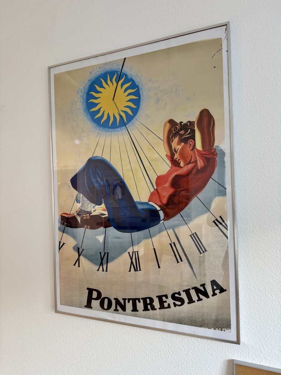 PONTRESINA – Reproduktion des Tourismus-Plakats von Martin Peikert (moderner Druck) — Kontext