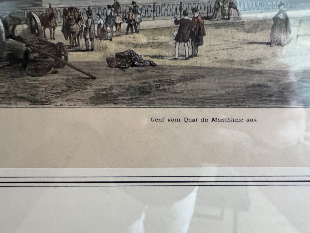 Geneva from the Quai du Montblanc – Hand-colored Wood Engraving with UBS/SBS Art Collection Provenance — Inschrift